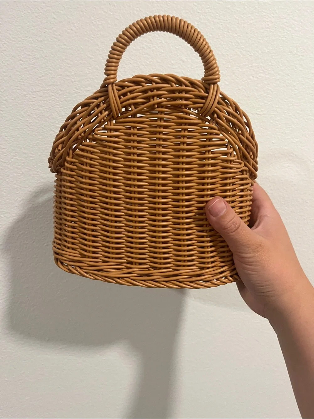 Woven Rattan Wall Basket — Natural Tan